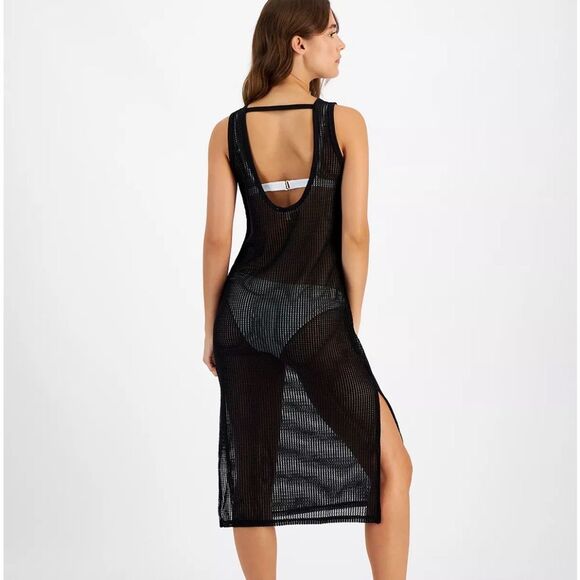 MIKEN Low-Back Midi Dress Swim Cover-Up Black Size XS - Picture 2 of 12